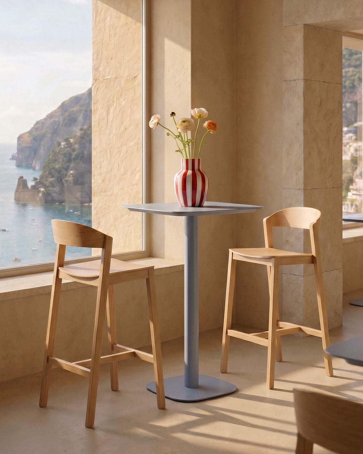 Zoilo square metal high table 70x70 cm