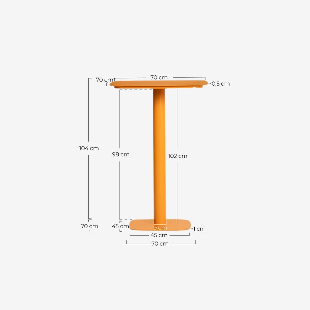 Zoilo square metal high table 70x70 cm
