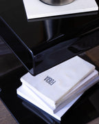 Square side table 42x38 cm in Erox glass