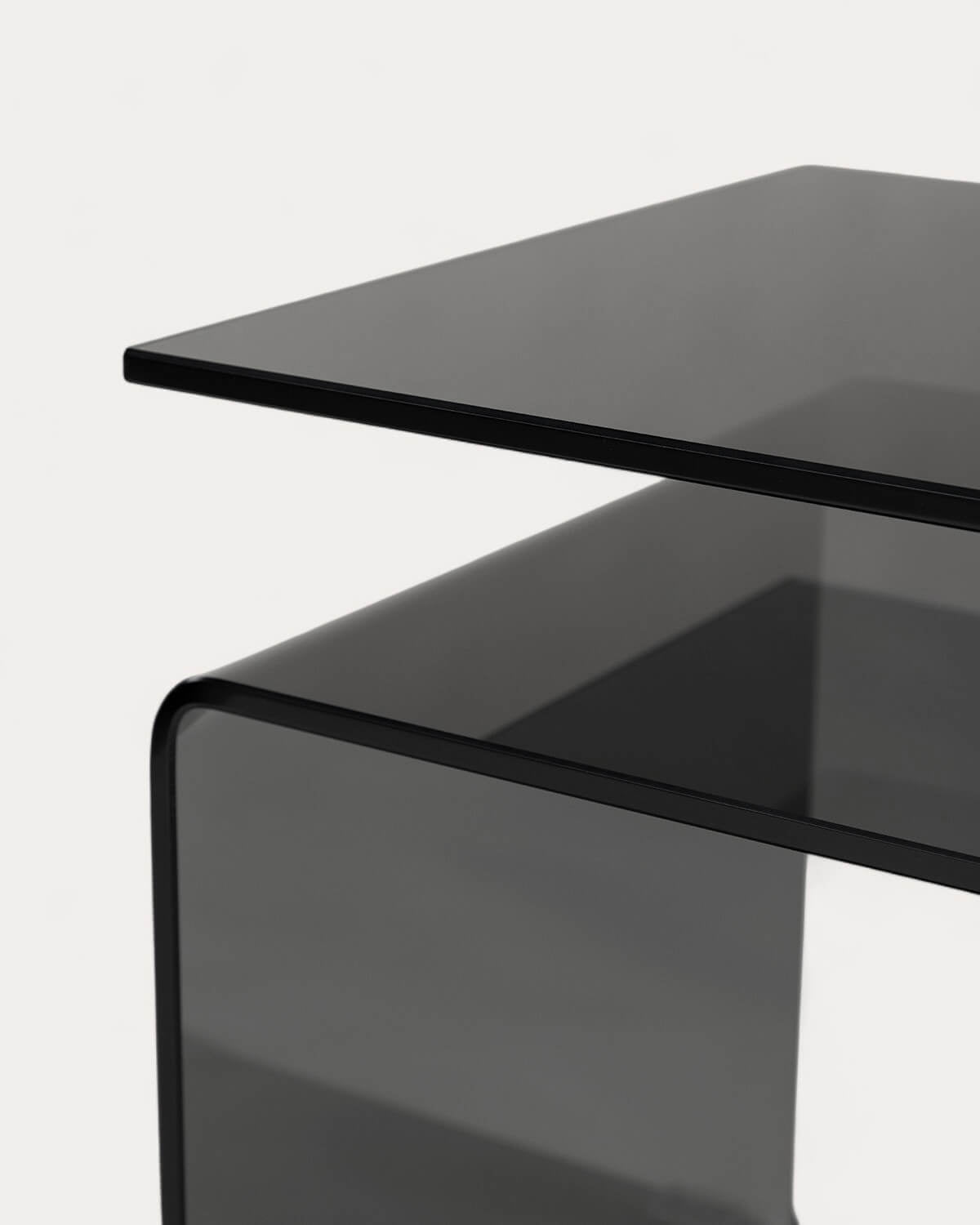 Square side table 42x38 cm in Erox glass
