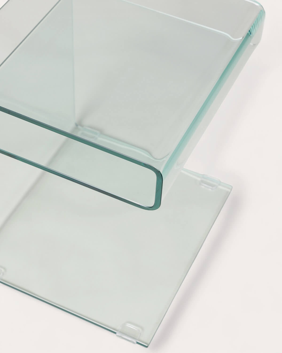 Square side table 42x38 cm in Erox glass