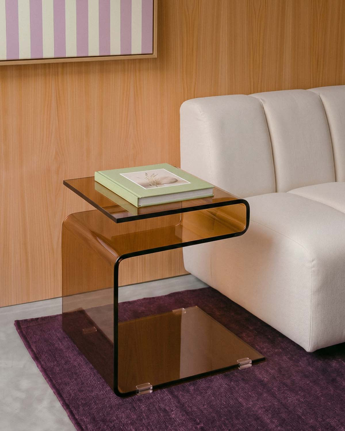 Square side table 42x38 cm in Erox glass