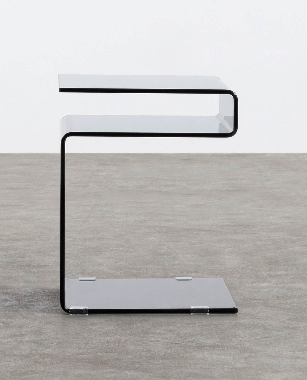 Square side table 42x38 cm in Erox glass
