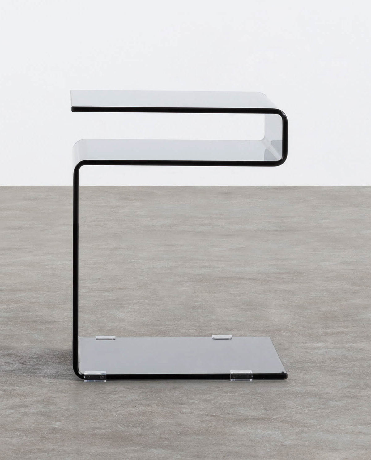 Square side table 42x38 cm in Erox glass