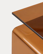 Square side table 42x38 cm in Erox glass