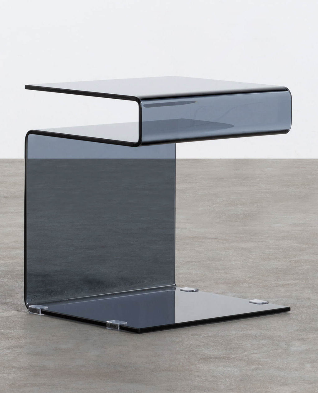 Square side table 42x38 cm in Erox glass