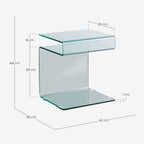 Square side table 42x38 cm in Erox glass