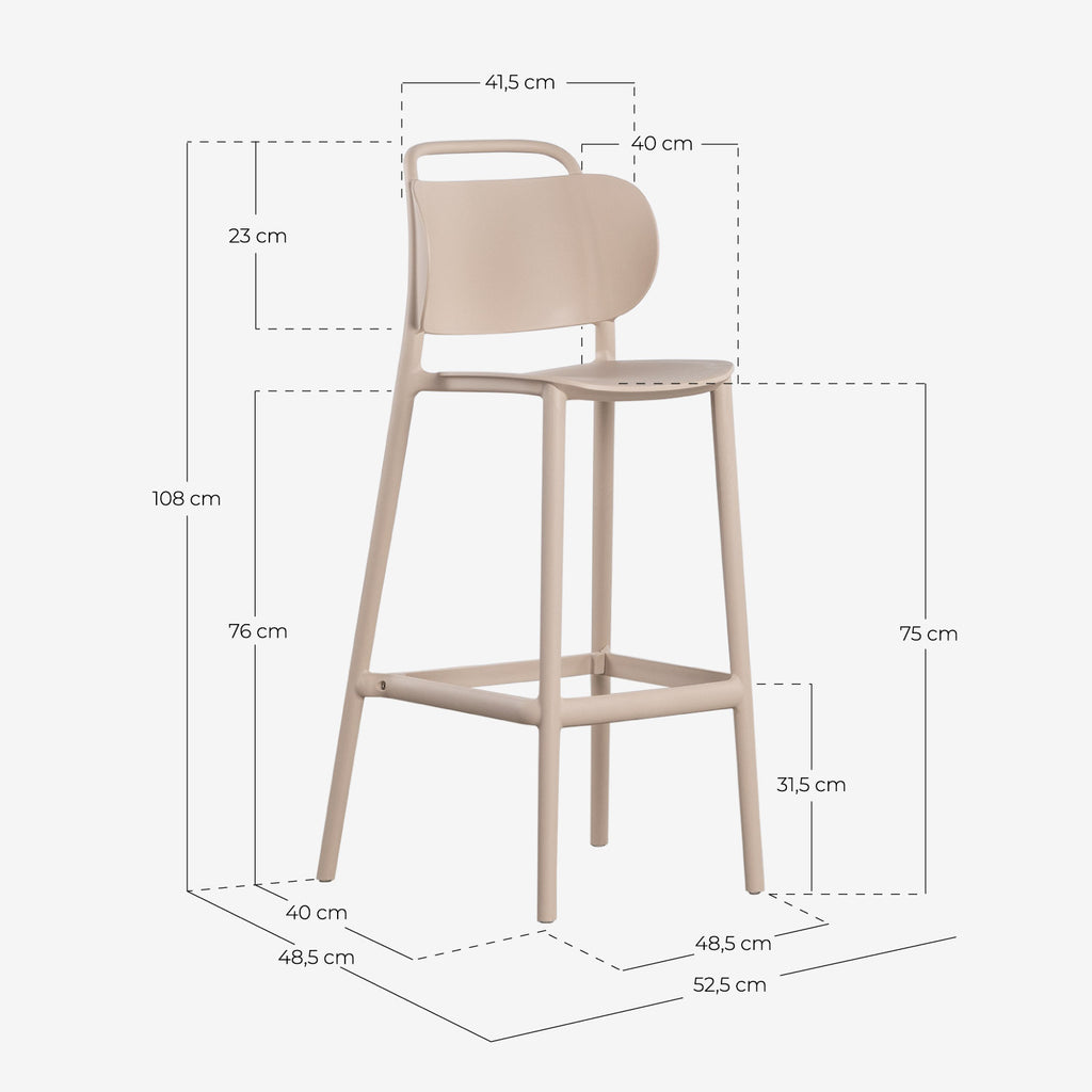 Kole 75 cm outdoor polypropylene bar stool