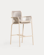 75 cm outdoor bar stool in aluminum and rope Drian