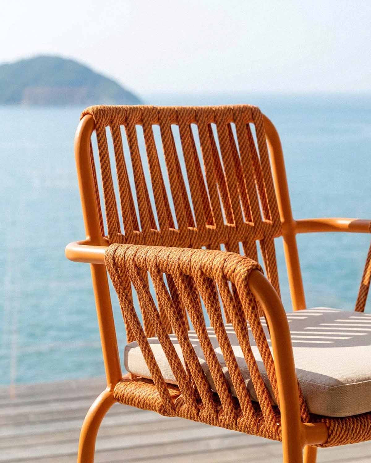 75 cm outdoor bar stool in aluminum and rope Drian