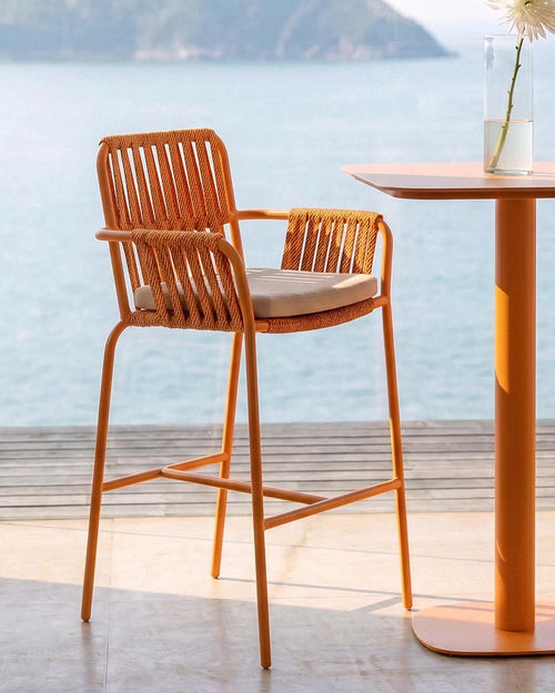 75 cm outdoor bar stool in aluminum and rope Drian