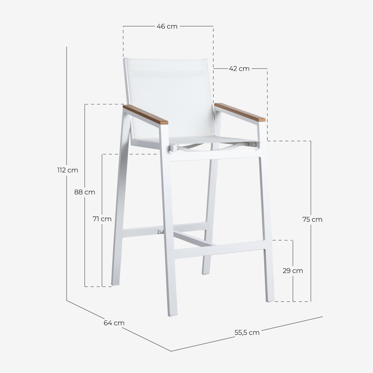 Korce 75 cm aluminum outdoor bar stool