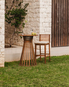 75 cm outdoor bar stool in acacia wood and Hazan fabric