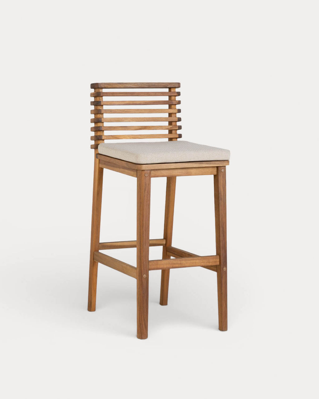 75 cm outdoor bar stool in acacia wood and Hazan fabric