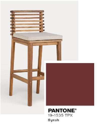 75 cm outdoor bar stool in acacia wood and Hazan fabric
