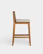75 cm outdoor bar stool in acacia wood and Hazan fabric