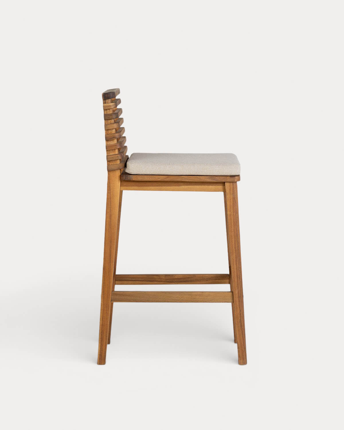 75 cm outdoor bar stool in acacia wood and Hazan fabric