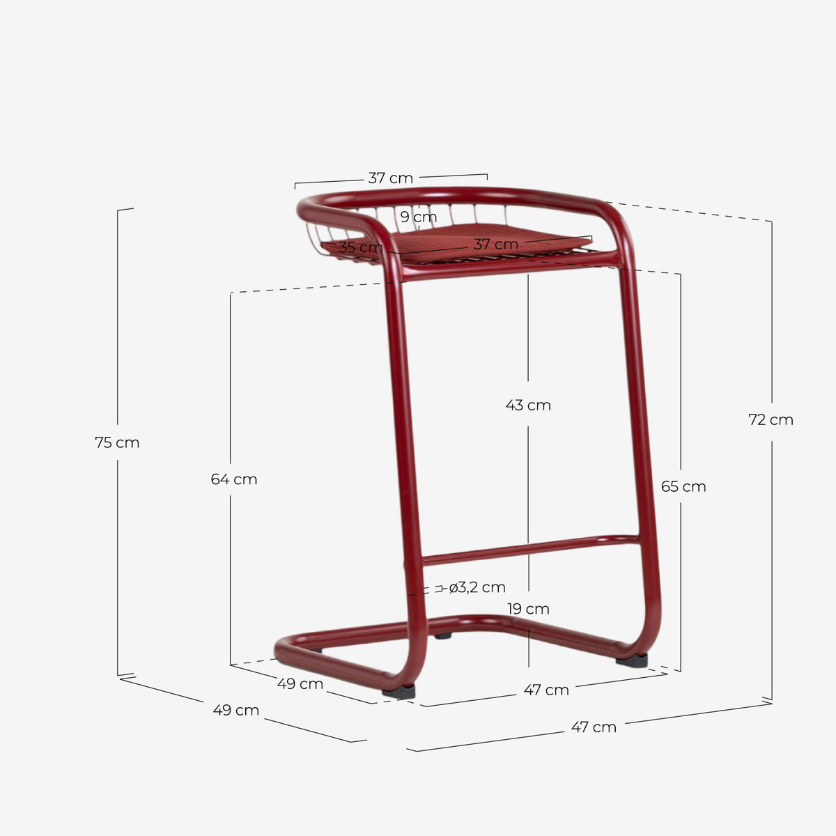 Biaritz Outdoor Metal Bar Stool