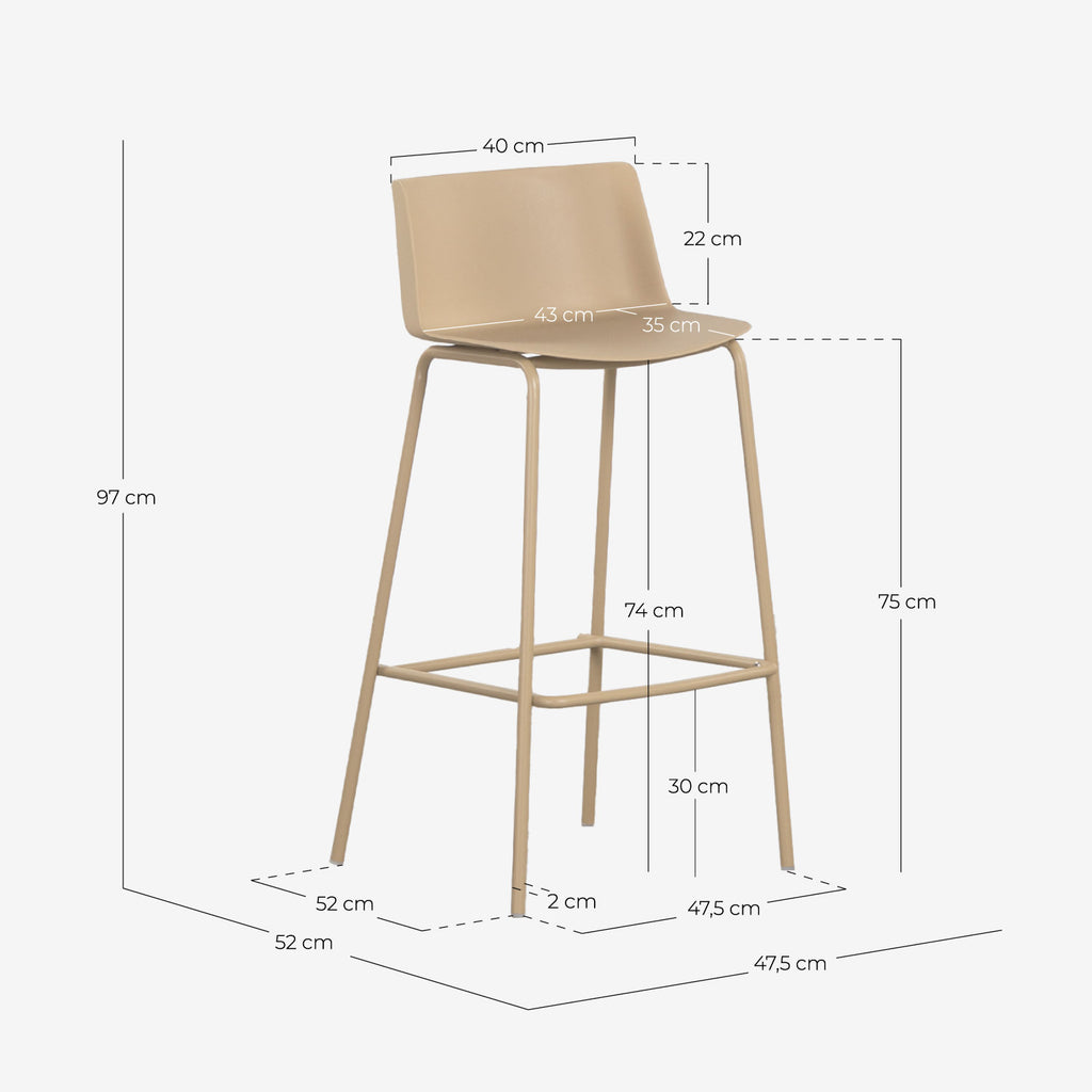 75 cm outdoor bar stool in polypropylene and metal Meivy