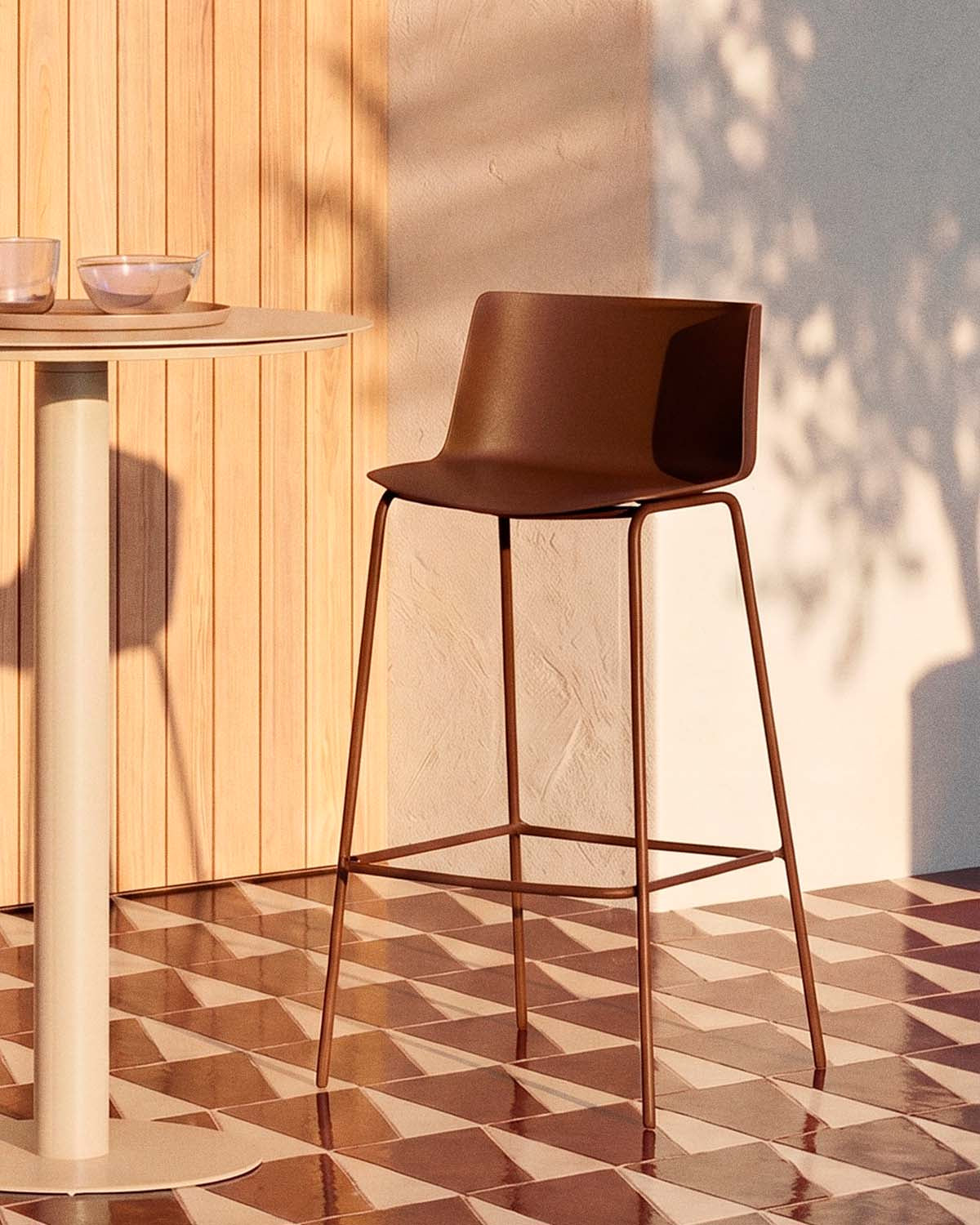 75 cm outdoor bar stool in polypropylene and metal Meivy