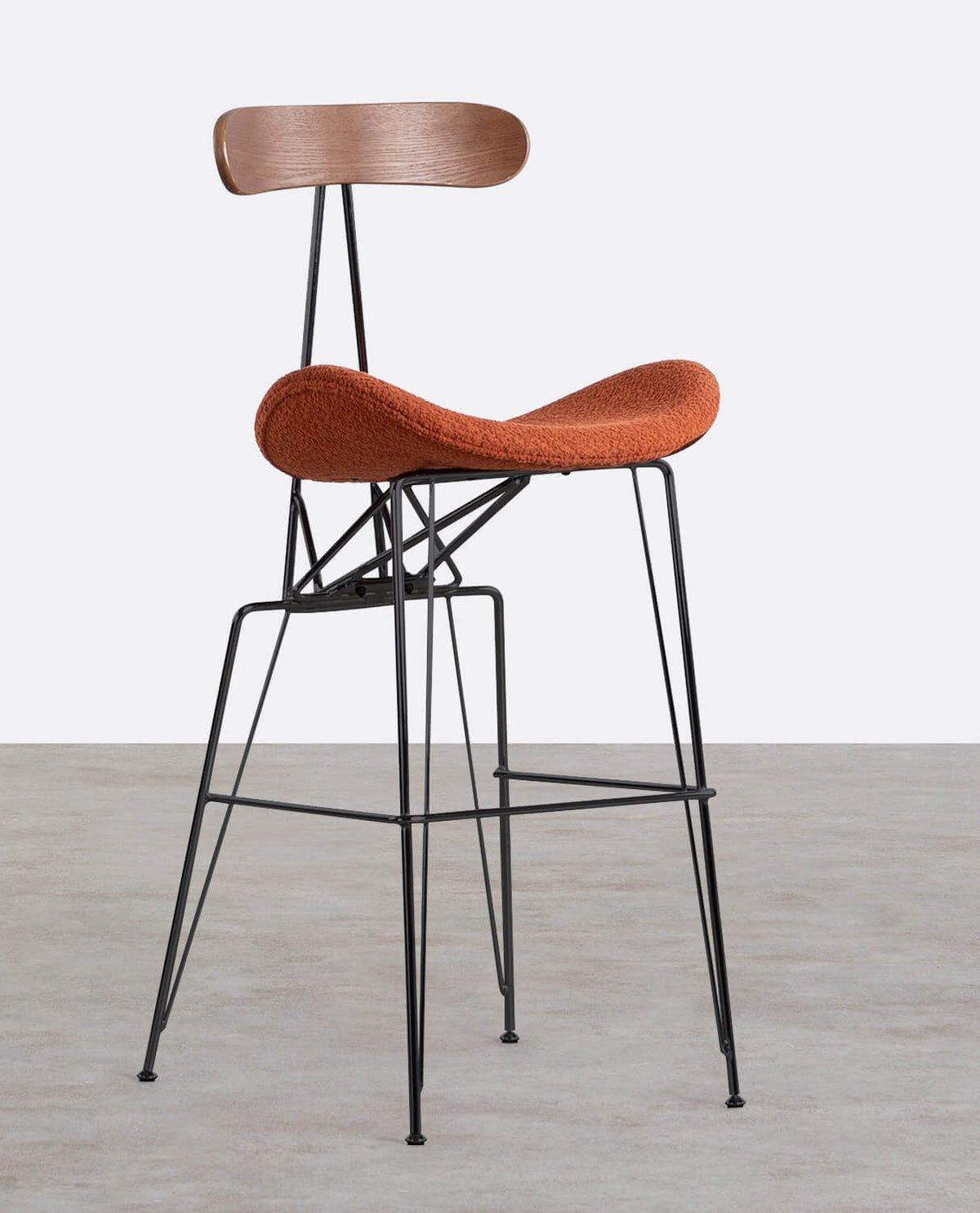 75 cm bar stool in fabric and wood Brunela