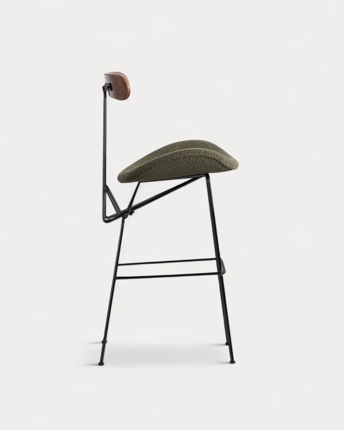 75 cm bar stool in fabric and wood Brunela