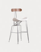 75 cm bar stool in fabric and wood Brunela