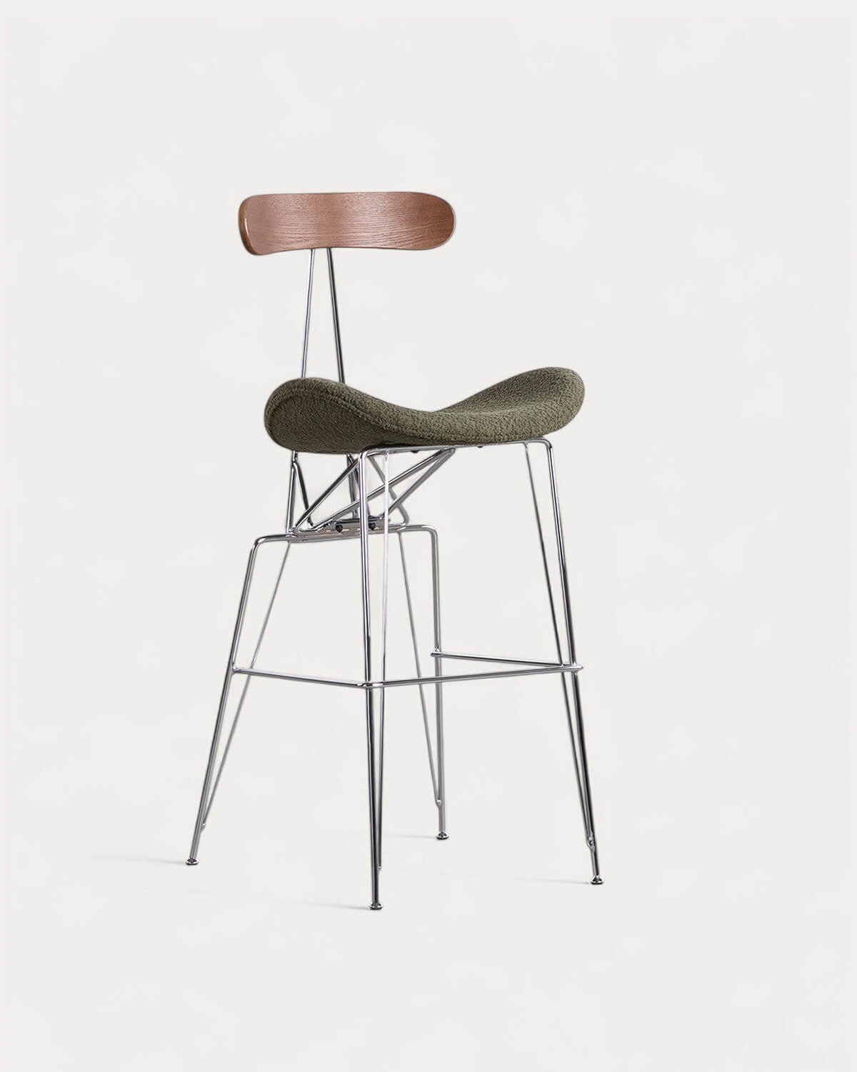 75 cm bar stool in fabric and wood Brunela