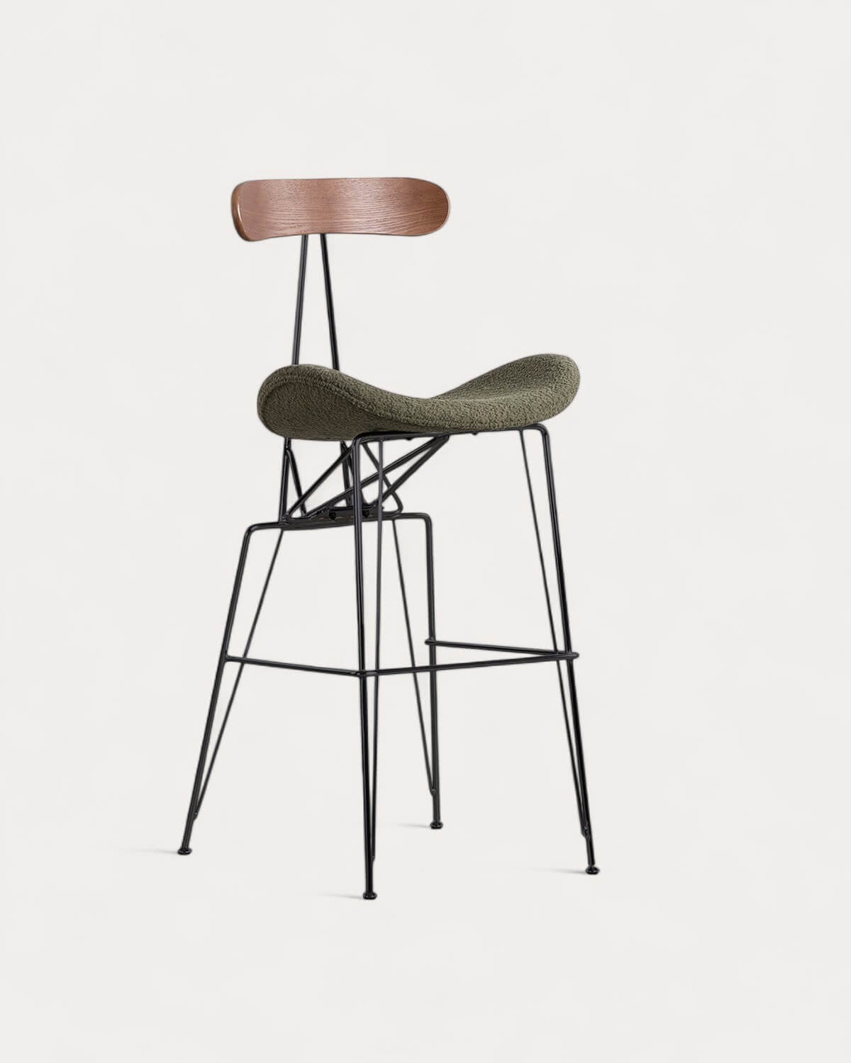 75 cm bar stool in fabric and wood Brunela