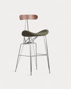 75 cm bar stool in fabric and wood Brunela