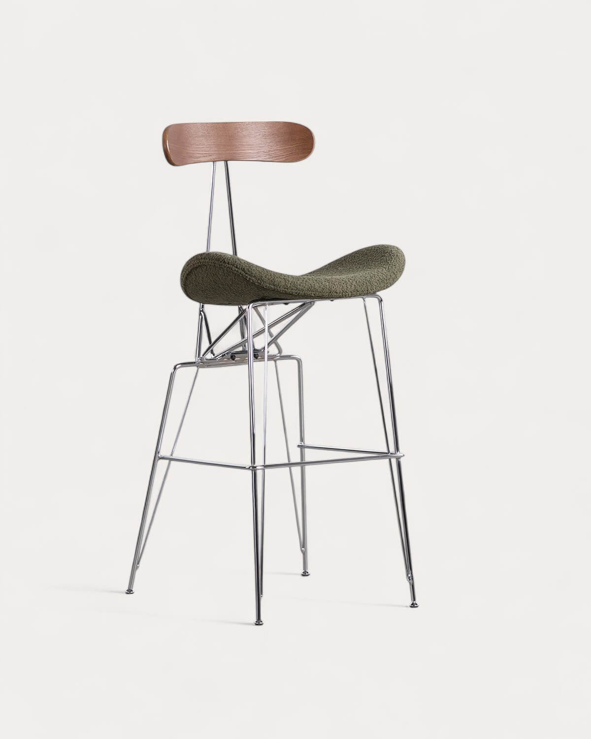 75 cm bar stool in fabric and wood Brunela