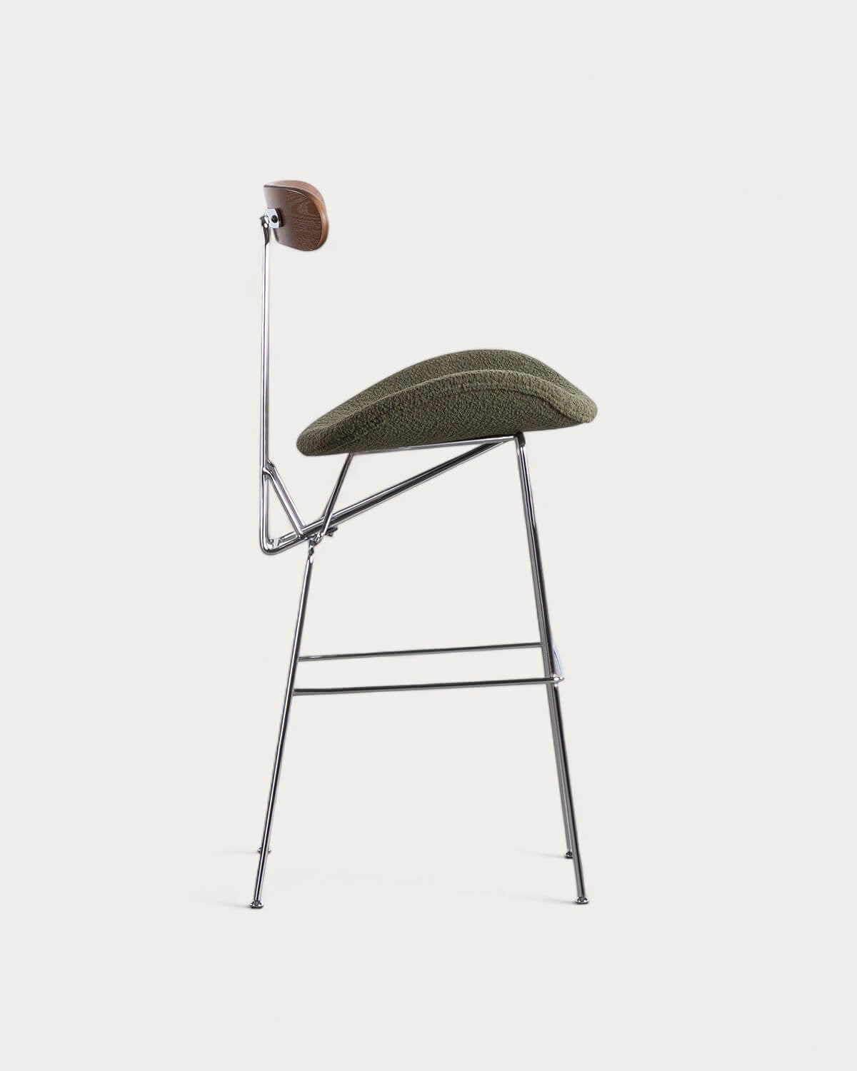 75 cm bar stool in fabric and wood Brunela