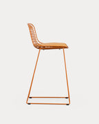 Aras Low Back Metal Bar Stool - Orange Terra