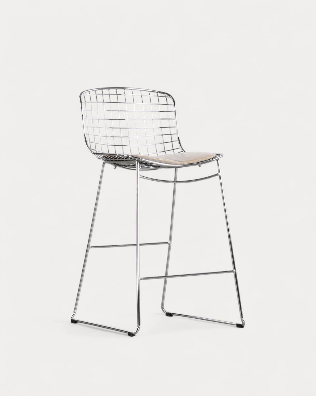 Aras Low Back Metal Bar Stool - Chrome gray