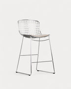 Aras Low Back Metal Bar Stool - Chrome gray