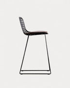 Aras Low Back Metal Bar Stool - Black