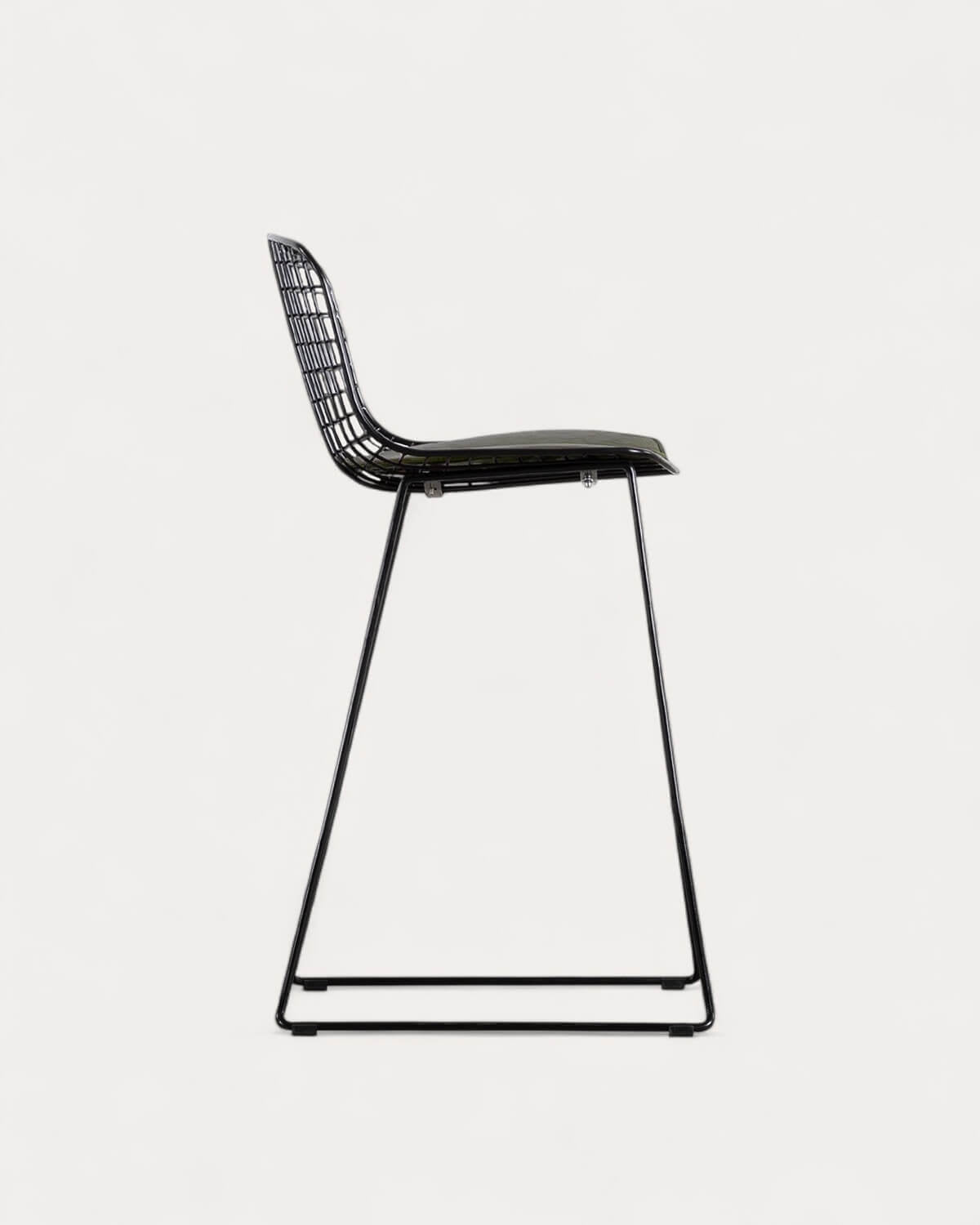 Aras Low Back Metal Bar Stool - Black