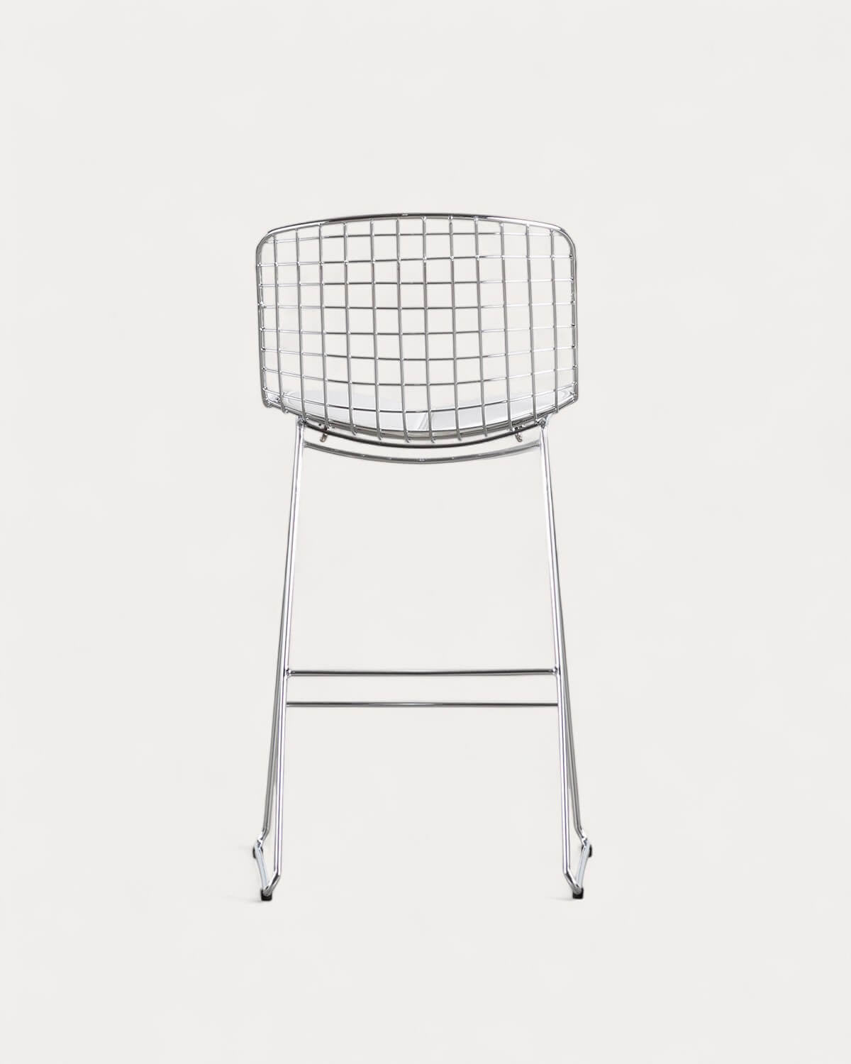Aras Low Back Metal Bar Stool - Chrome gray