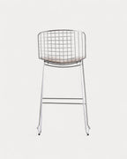 Aras Low Back Metal Bar Stool - Chrome gray