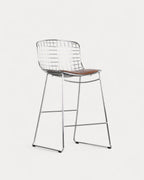 Aras Low Back Metal Bar Stool - Chrome gray