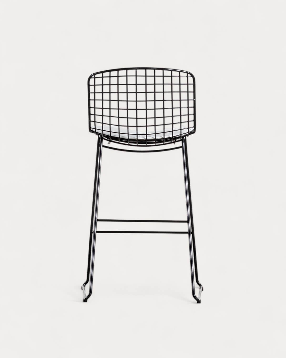 Aras Low Back Metal Bar Stool - Black