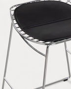 Aras Low Back Metal Bar Stool - Chrome gray