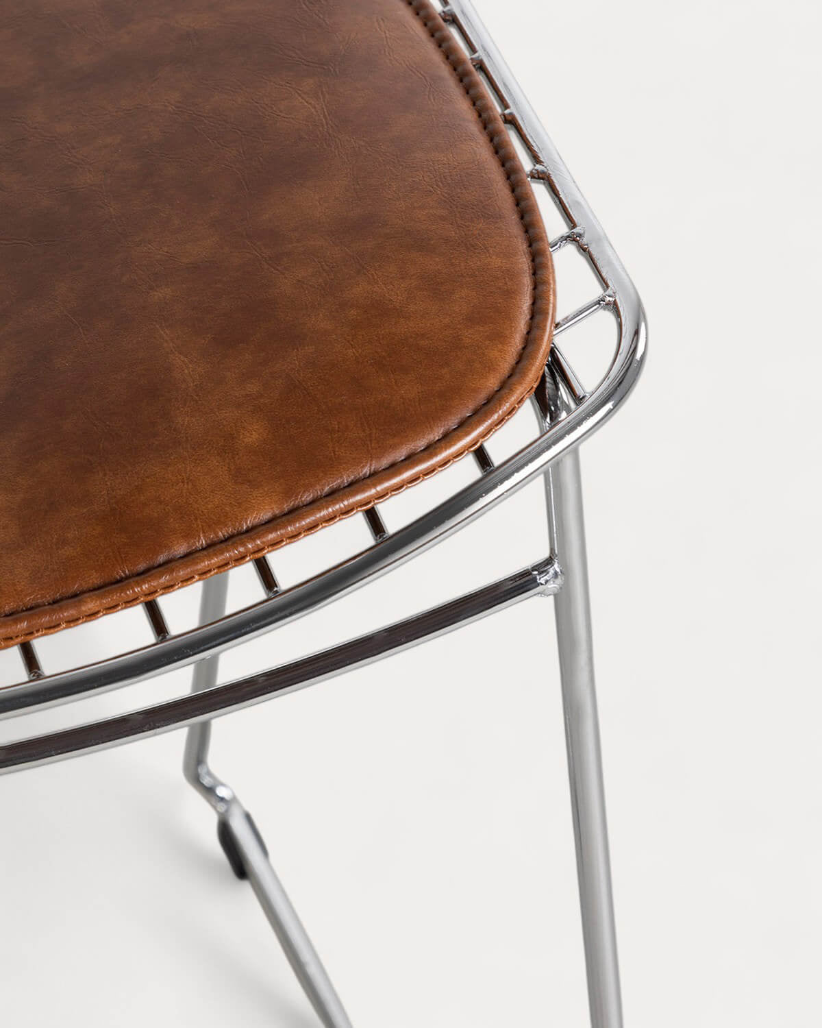 Aras Low Back Metal Bar Stool - Chrome gray