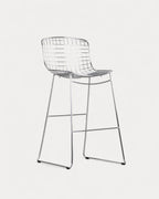 Aras Low Back Metal Bar Stool - Chrome gray