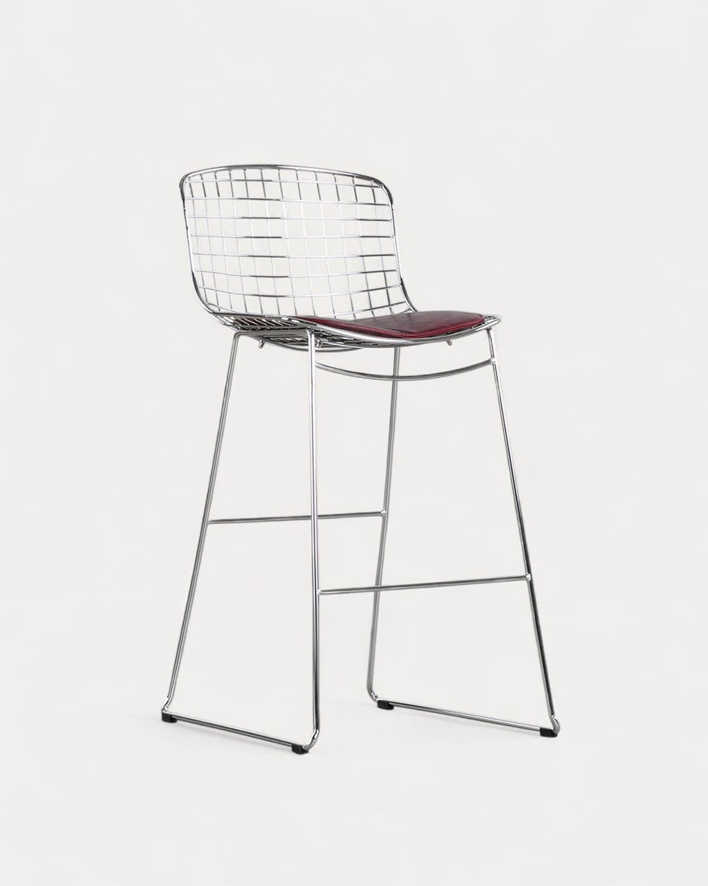 Aras Low Back Metal Bar Stool - Chrome gray