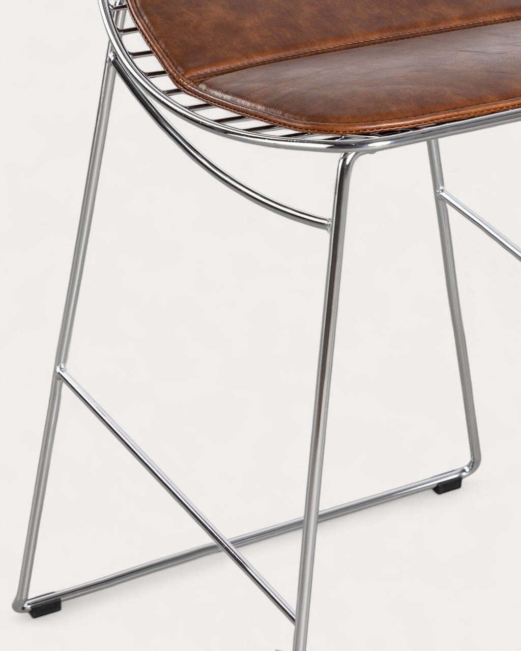 Aras Low Back Metal Bar Stool - Chrome gray