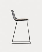Aras Low Back Metal Bar Stool - Black