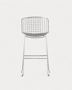 Aras Low Back Metal Bar Stool - Chrome gray