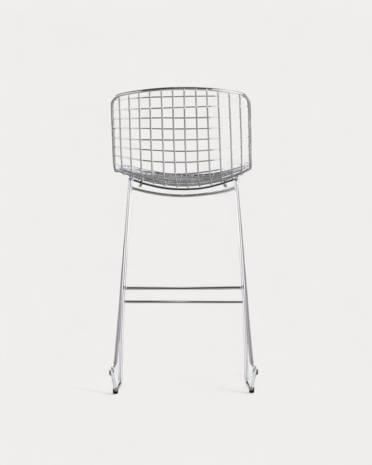 Aras Low Back Metal Bar Stool - Chrome gray