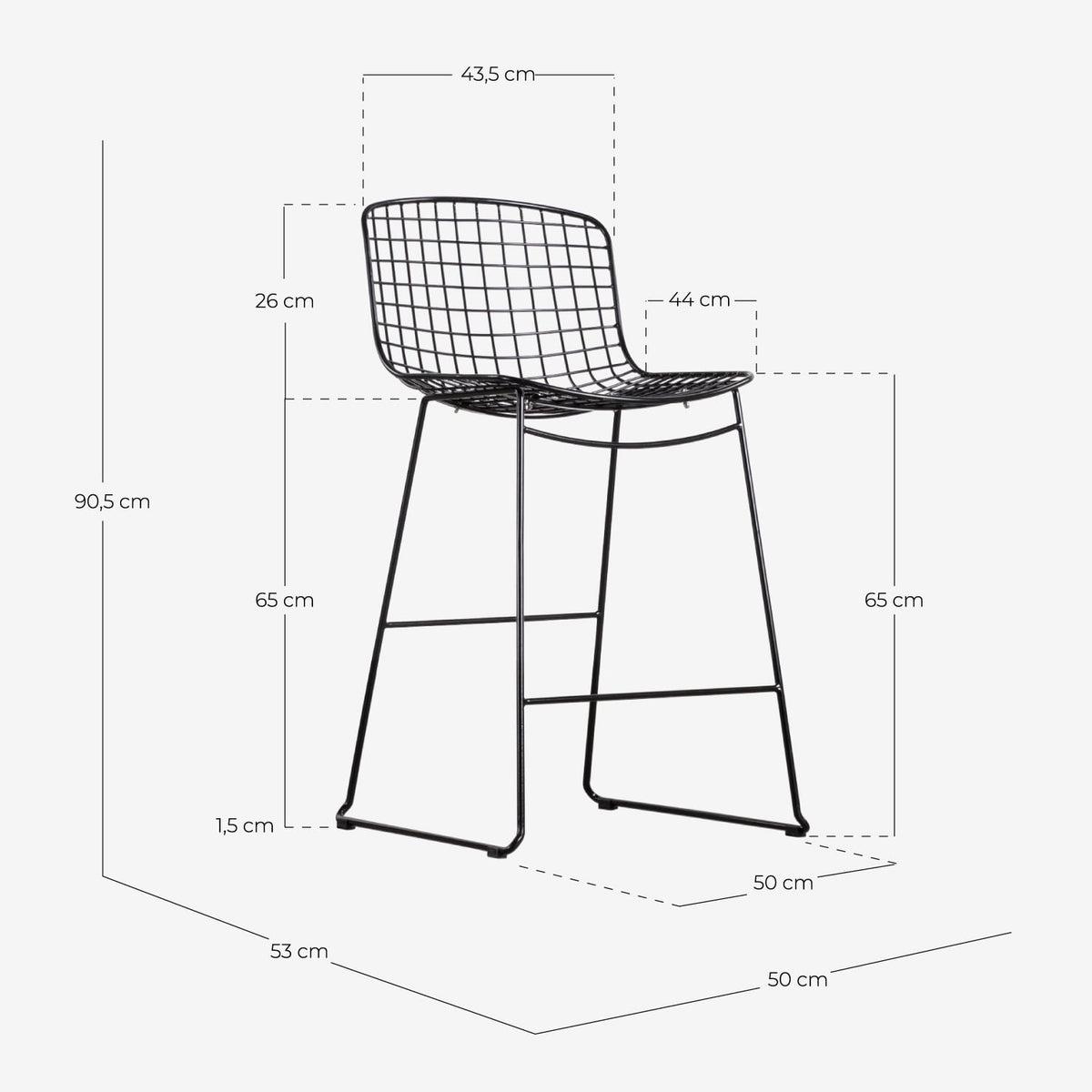 Aras Low Back Metal Bar Stool - Red Tinto